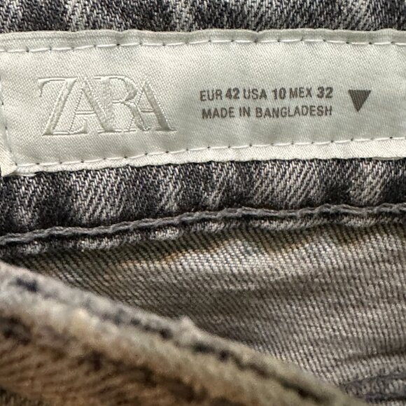 Zara Full Length TRF Mid Rise Wide Leg Jeans Gray - Picture 4 of 6